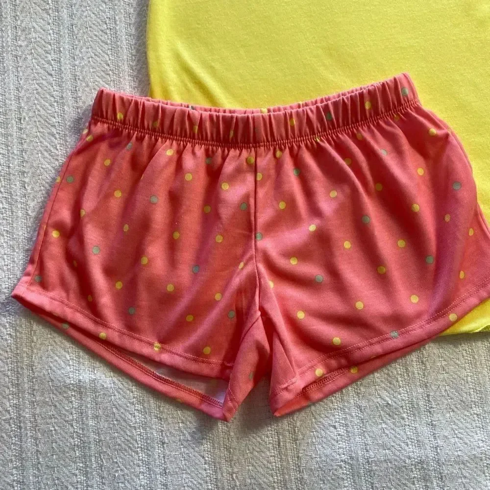 SO Girls Size 6 Pineapple Hooded Tank Too & Shorts Pajama Set